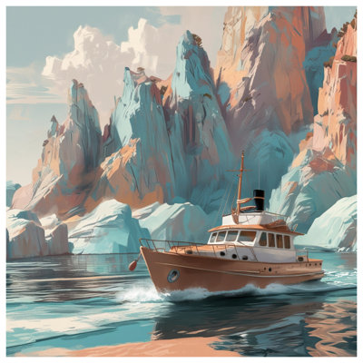 Boat In Scenic Fjord Blankets