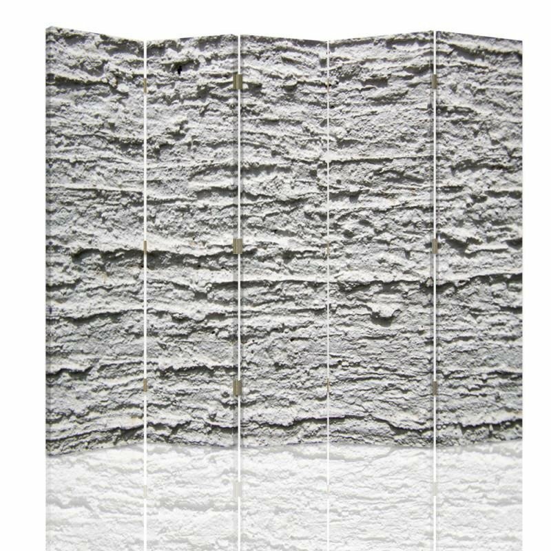 Paravent 360° Rotatable Gray Plaster Canvas mit 5 Paneelen