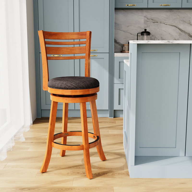 Nichoas Swivel Upholstered Counter Stool, Natural, Charcoal, Bar Stool (30.1" Seat Height)