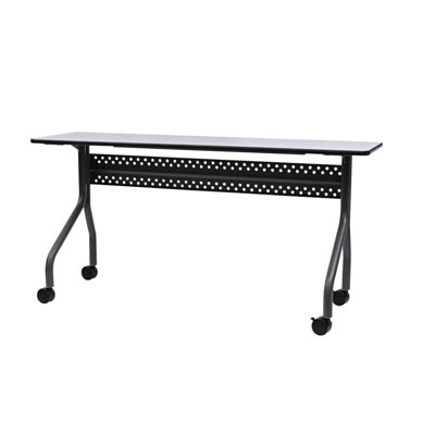 Mobile Training Table With Wheels, Gray And Charcoal, With Two Locking Wheels, 18” D X 60"L X 29"H