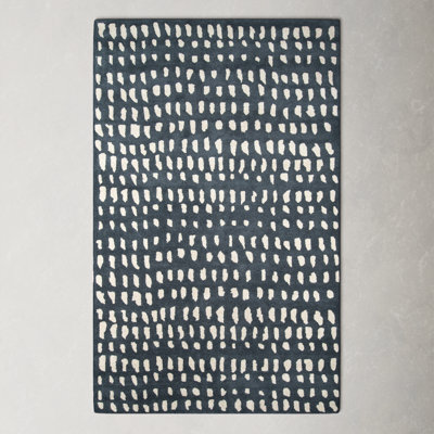 Glory Abstract Handmade Tufted Wool Dark Blue/Ivory Area Rug