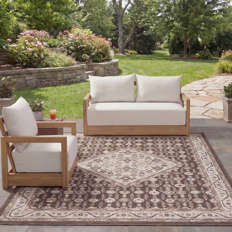 Tapis d'intérieur / extérieur oriental Karrera Sunrise Performance, Rectangle 8 pi x 10 pi