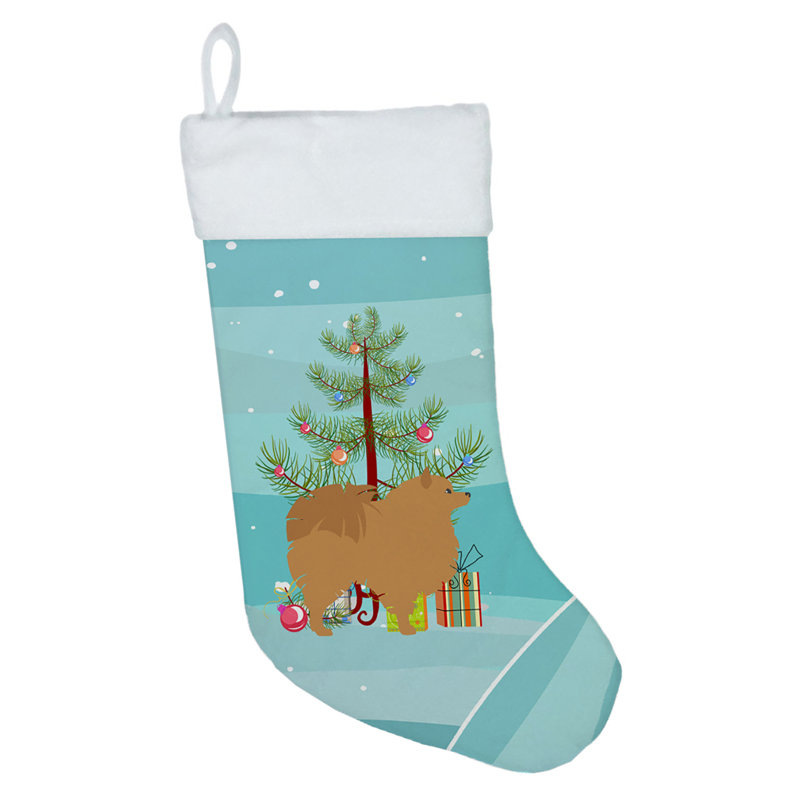 Chaussette de noël joyeux de noël, Poméranien brun clair