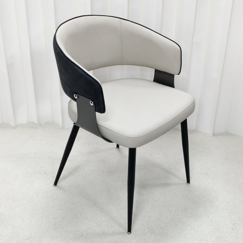Leather Dining Chairs Upholstered Soft Padded Seat Side Chairs Armchairs For Kitchen Dining Living Room, Black/Cream