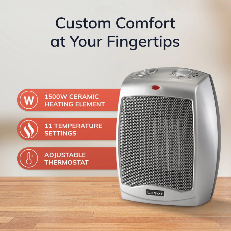 Lasko Ceramic 1500 Watt 5118 BTU Electric High Efficiency Compact Space Heater with Adjustable Thermostat