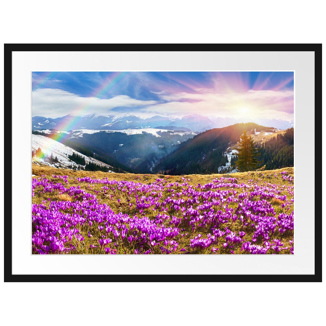 Gerahmtes Poster Berge mit Regenbogen