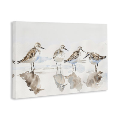  Sandpipers Shore Reflection Canvas Wall Art by Petal Prints Design