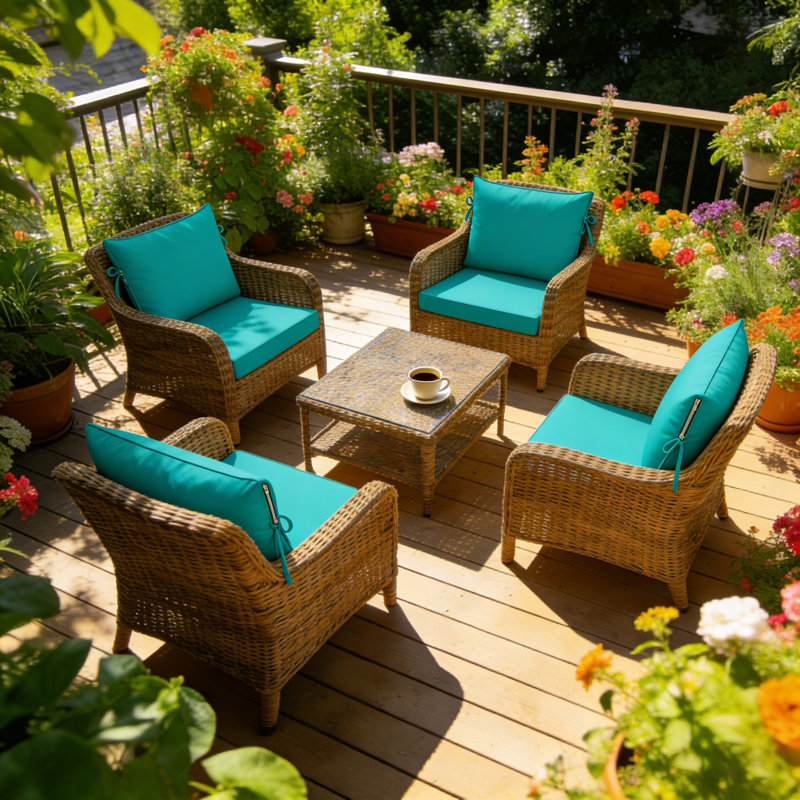 Fade Resistant Outdoor Chair Cushions Set Of 4, 24X28 Deep Seat Patio Cushions, 28D High Resilience Foam Replacement Patio Chair Cushions Set Of 4 With Removable Cover For Sofa, Adirondack Chair, Sectional,Turquoise