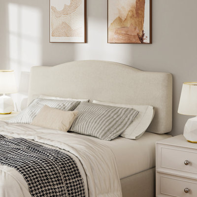 Upholstered Linen Headboard with Adjustable Height, Ergonomic Wedge Backrest for 6"-15" Mattress, No Assembly Required - Queen, Beige