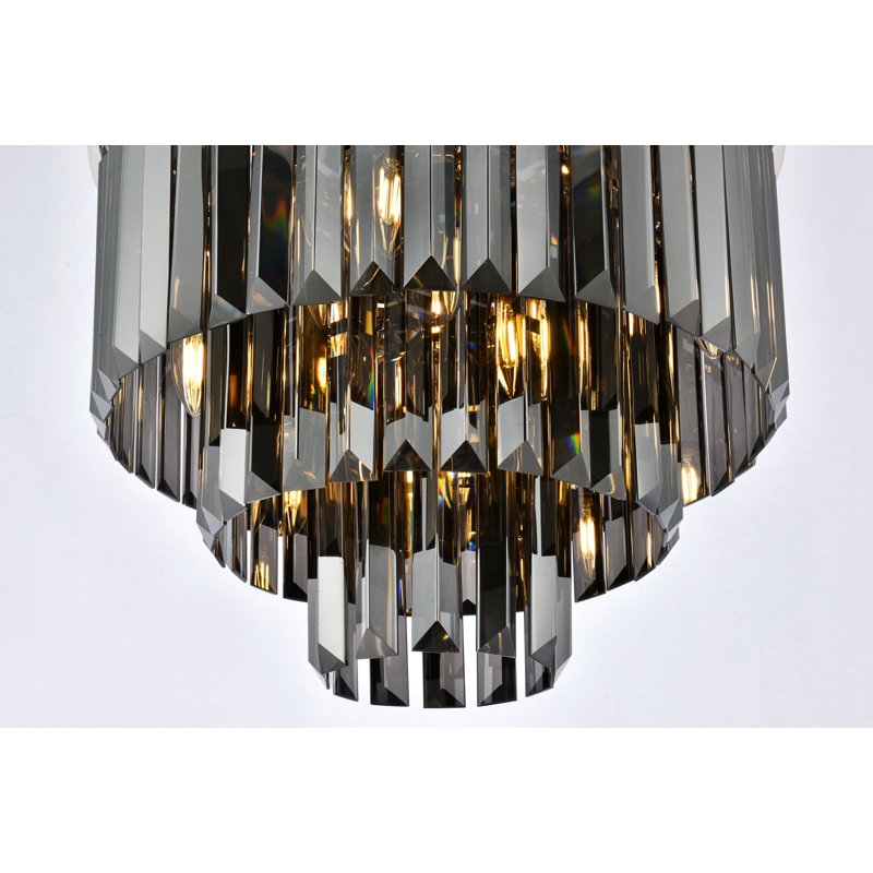 Yazmin Crystal Flush Mount, Gray, Polished Nickel