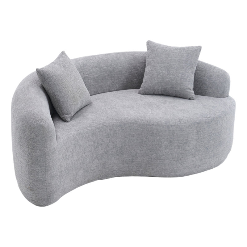 Ensemble de canapé rembourré en S en chenille, Gris clair