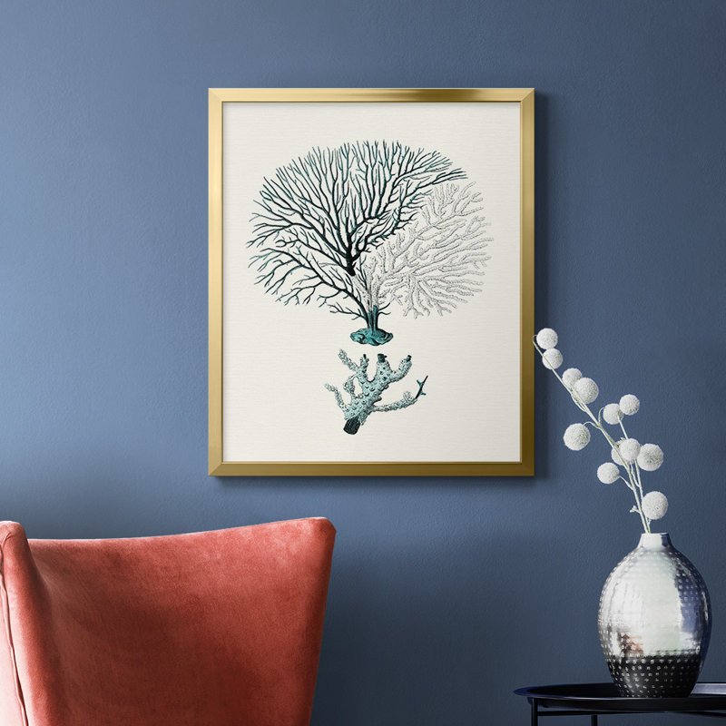 Toile encadrée antique de qualité supérieure corail III - prête à être accrochée, Or, H 20 po x l 16 po