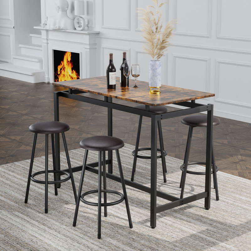 Ensemble de table de salle à manger à hauteur de comptoir 5 pièces, table de bar avec 4 tabourets