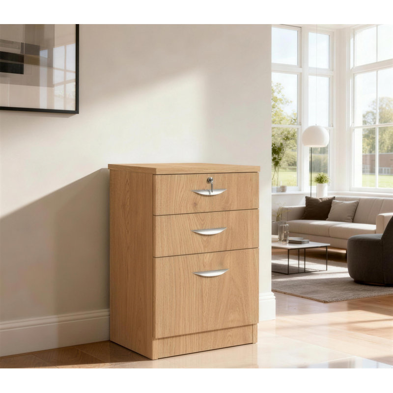 48cm Wide 3 -Drawer File Cabinet, English Oak