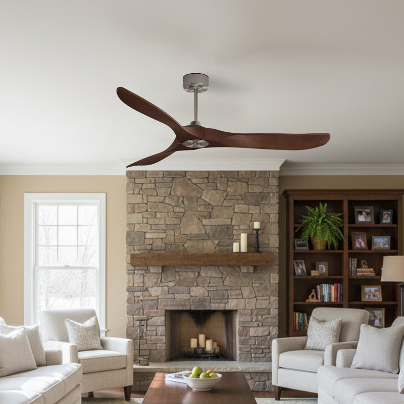 60" 3-Blade Standard Ceiling Fan with Remote Control, Dark Wood