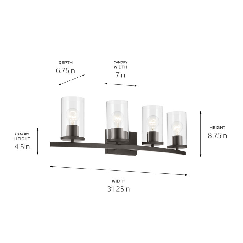 Éclairage pour salle de bain 4 lumières 31,25 po, Bronze