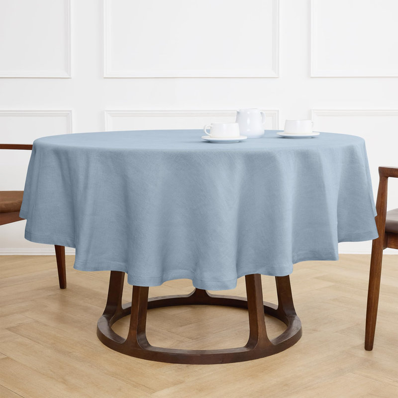 Sonoma - 100% Pure Linen Round Tablecloth (Prewashed), 60" Round, Dusty Blue