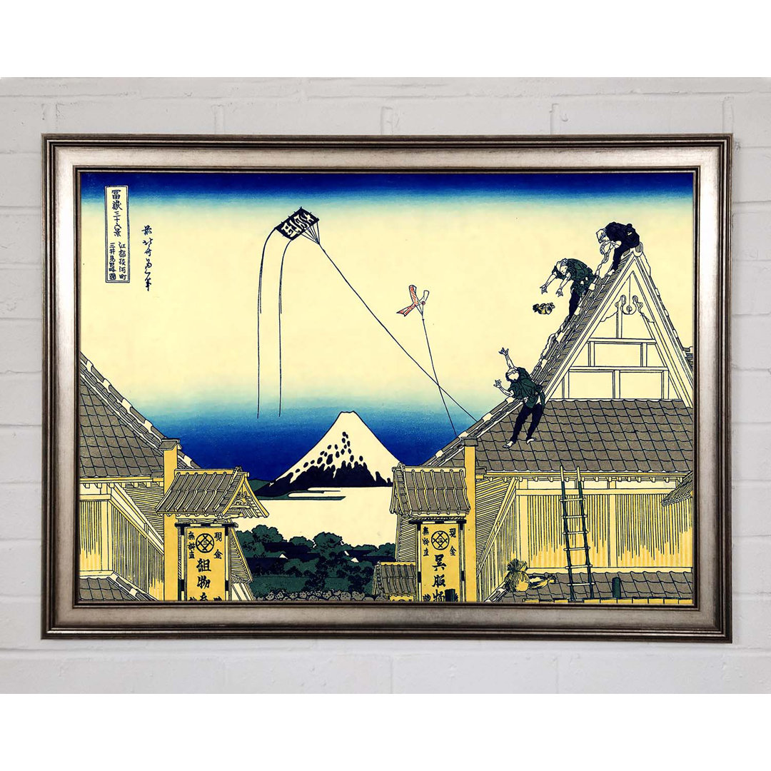 Hokusai eine Skizze des Mitsui Ladens - Einzelne Bilderrahmen Kunstdrucke