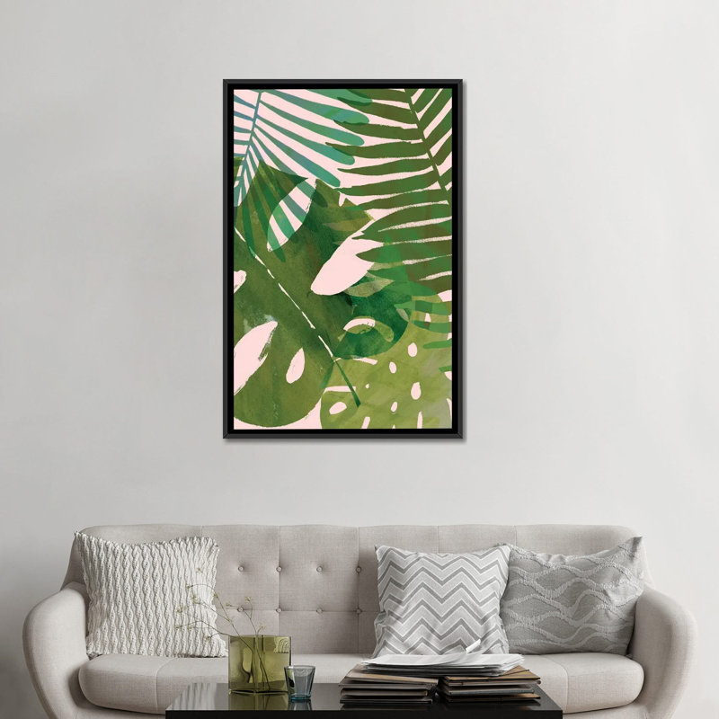 « tropical enchevêtrer ii », art sur toile, H 26 po x l 18 po x P 1,5 po, Toile avec cadre noir