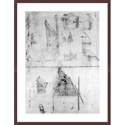 Machinery designs fol. 394v by Leonardo da Vinci -Framed Giclee Print