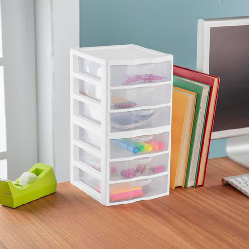 Sterilite Clearview Plastic Multipurpose Small 3 Drawer Desktop Storage Organization Unit for Home, Classrooms, or Office Spaces