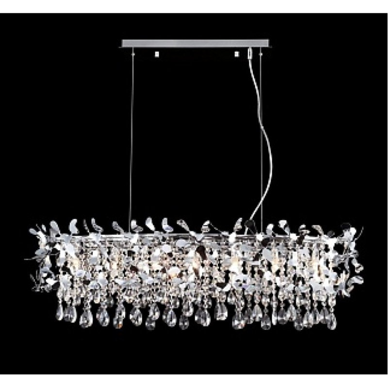 Lustre géométrique clair Oshagan Avalon avec détails en cristal, Cognac, H 18 po x l 30 po x P 54 po, Plaqué or