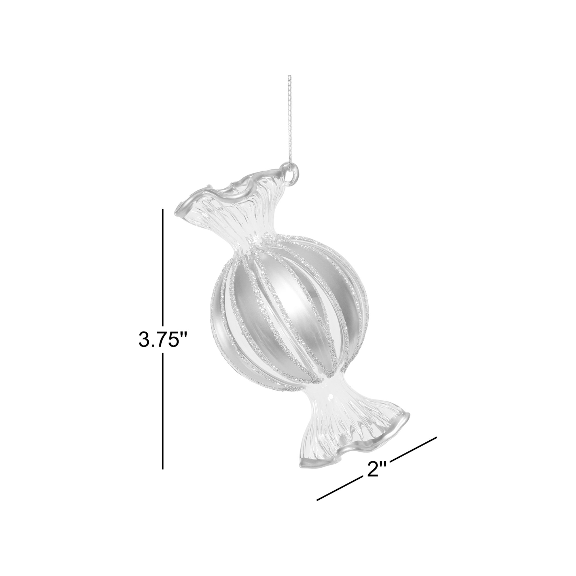 Wrapped Candy Glass Holiday Ornaments, 12 Hanging Pieces (6 Sets of 2)