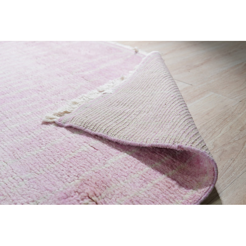 Moroccan Pink Hand Knotted Wool Rug