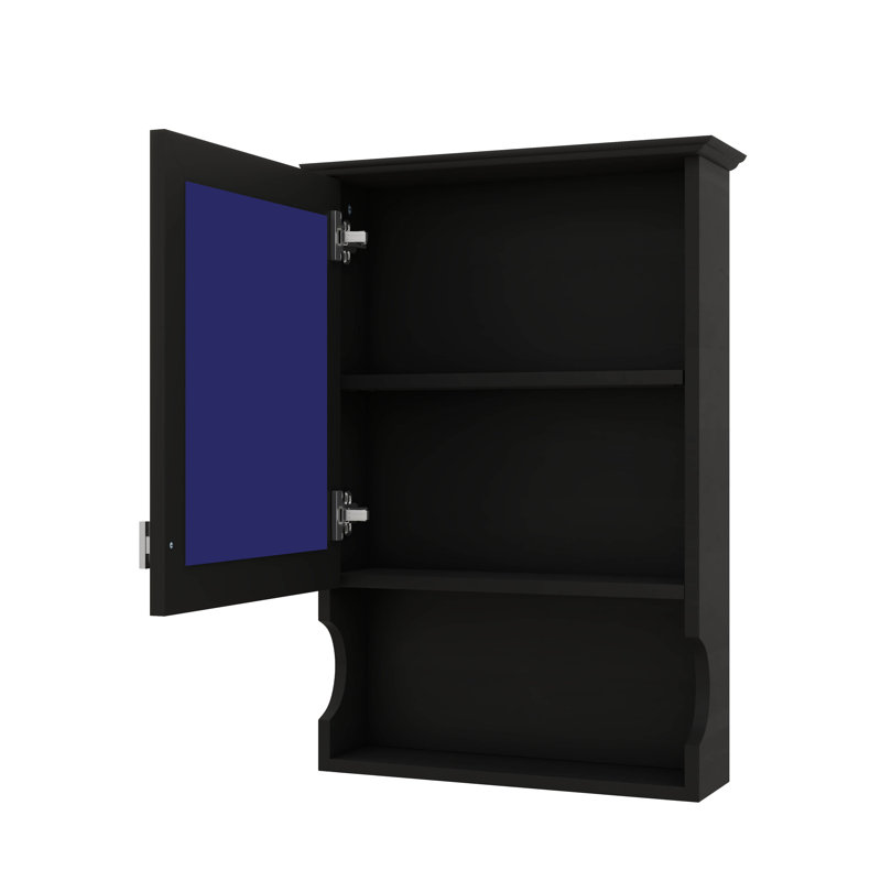 Armoire de rangement de salle de bain murale 20 po avec miroir, Noir