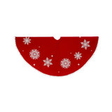 48 In. Red Velvet Tree Skirt With White Snowflakes And Pom Poms