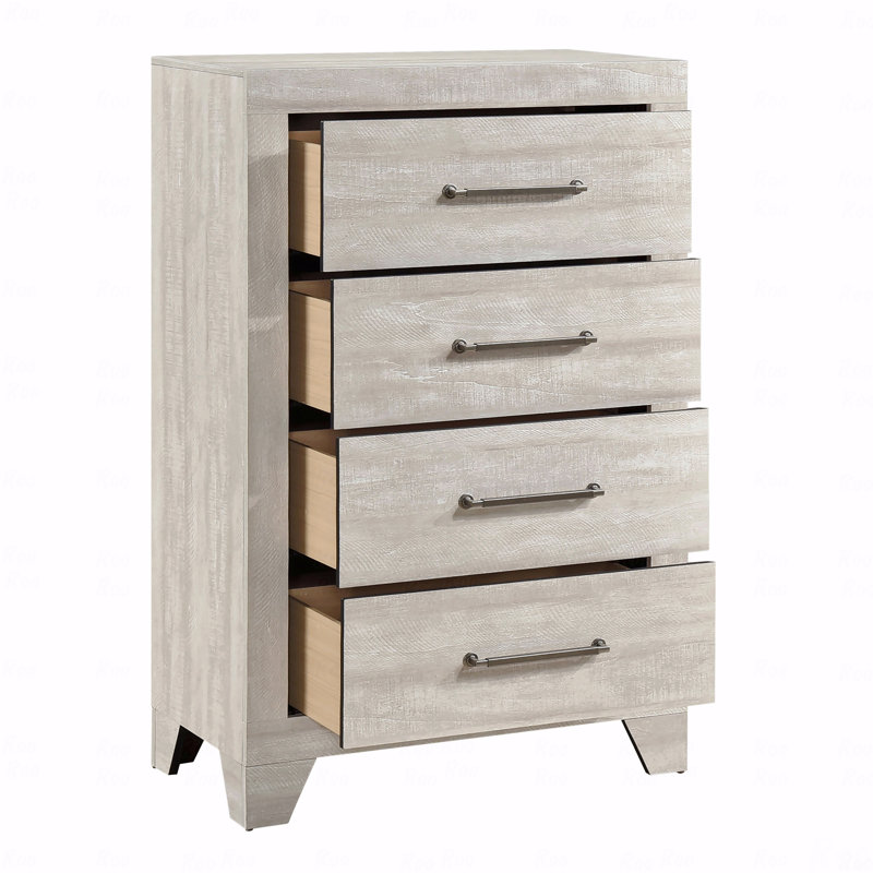 Commode contemporaine en chêne gris avec 4 tiroirs et meubles de chambre à coucher en bois