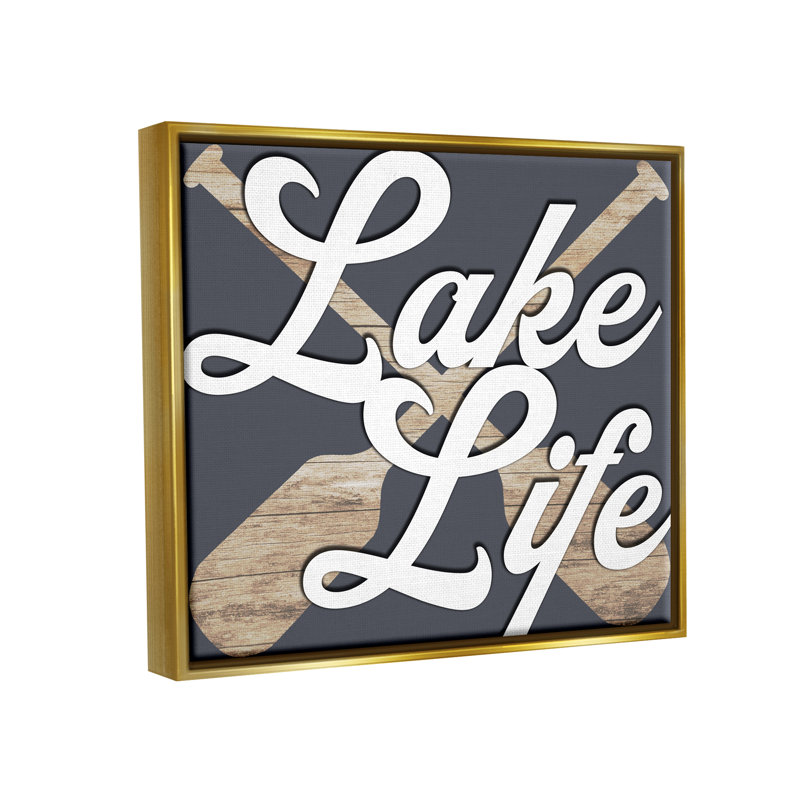 «Lake Life Crossed Boating Oars Floater» par Lil 'Rue, H 17 po x l 21 po x P 1,7 po, Cadre flottant métallique doré