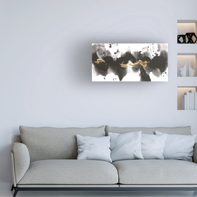 Art mural sur toile tendue - "Ink Splash I" par Chris Paschke pour décoration de salon, de chambre à coucher ou de bureau - 24 x 47
