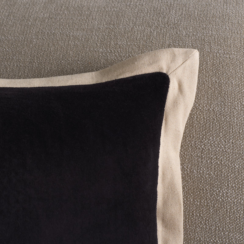 Coussin en coton Jordy, Noir, H 12 po x l 20 po, Rectangulaire