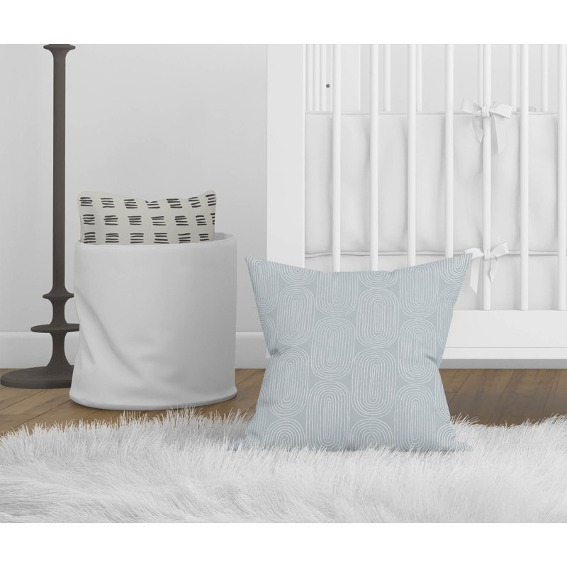 Coussin Earthy Embrace, H 18 po x l 18 po, Bleu ardoise / bleu géométrique