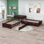 Lit plateforme simple en L avec lit gigogne et tiroirs Divyanshi-1115803469