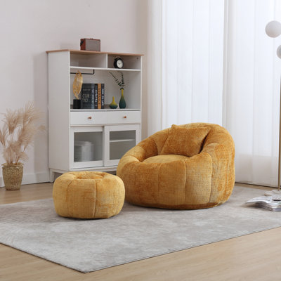 Fauteuil à billes de style uni UNI WIN, chaise ronde confortable pour adultes avec repose-pieds, canapé-lit simple de loisirs avec coussin pour salon, chambre à coucher, appartement