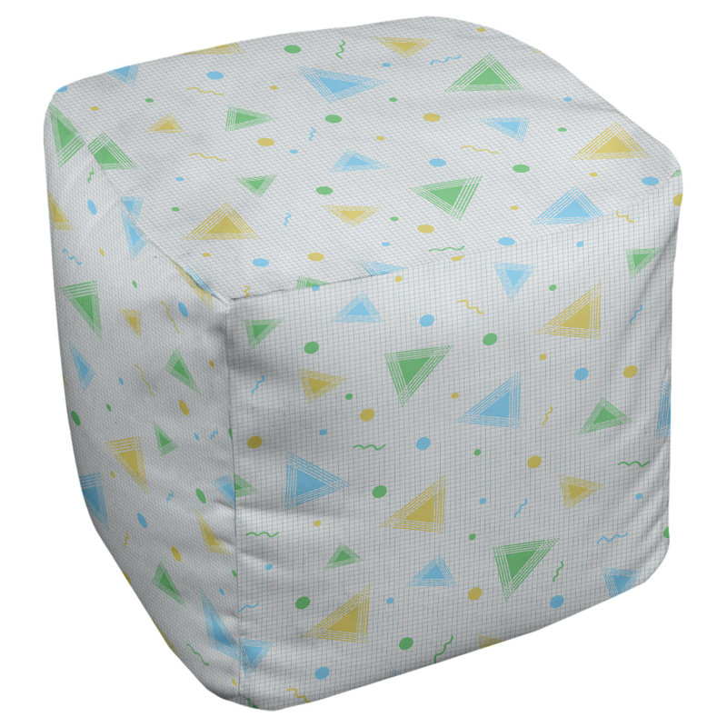 Repose-pieds à cubes rétro 90s Leffel, H 19,5 po x L 117 po x P 20 po, Vert / bleu