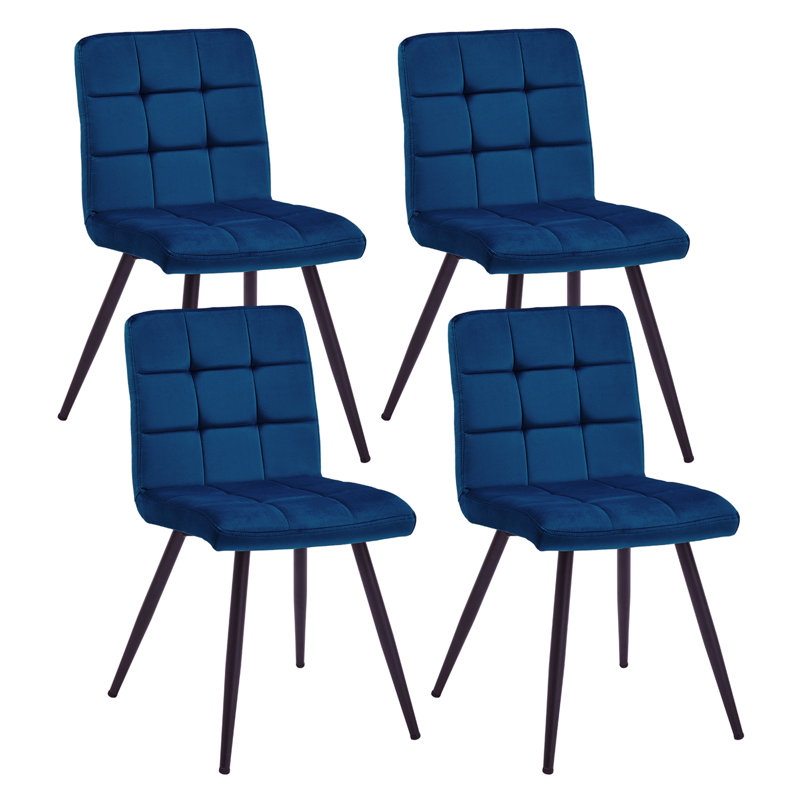 Chaise d'appoint rembourrée en velours Girton, Bleu foncé