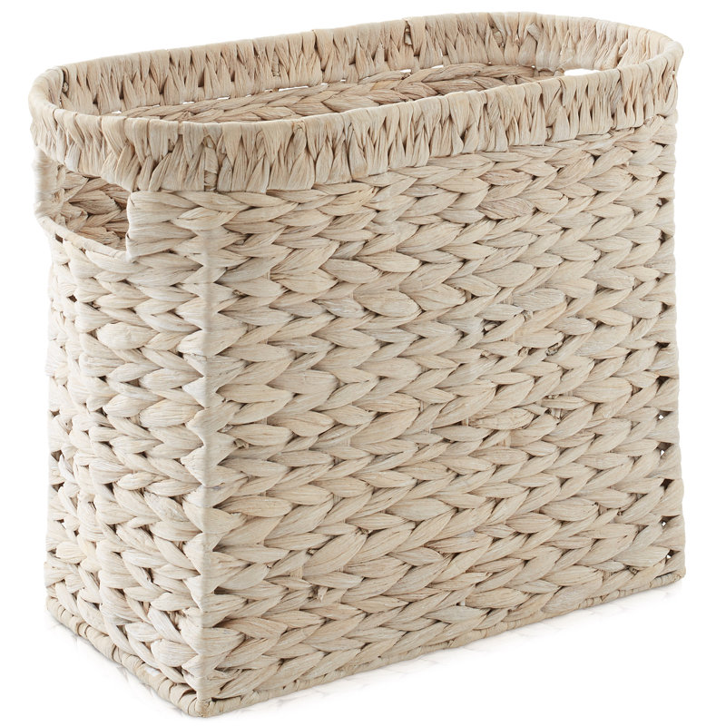 Magazine Holder Storage Basket with Handles - Whitewash - Bathroom Bin, White