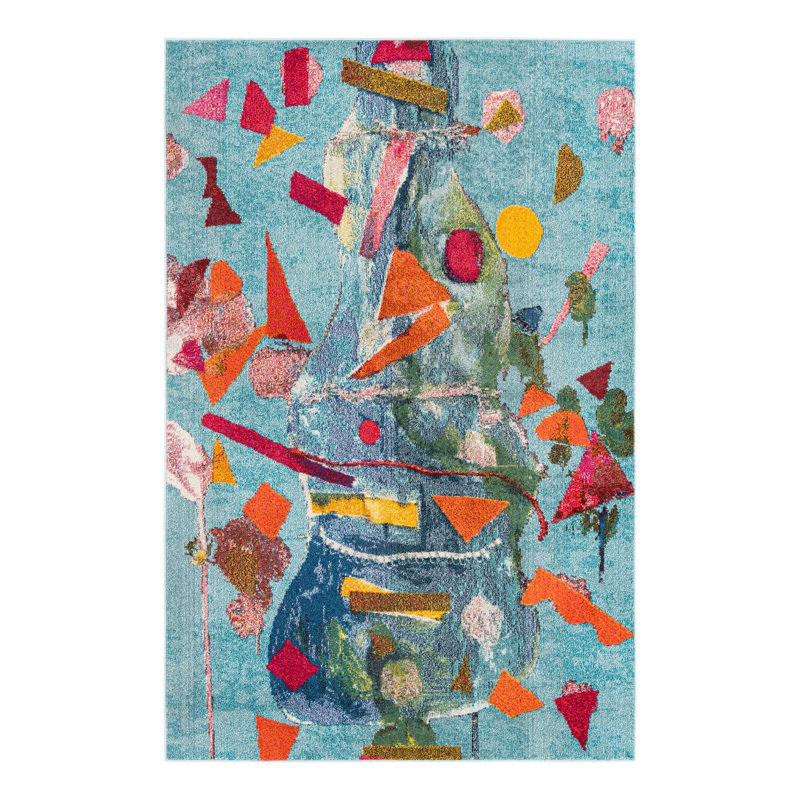 Tapis abstrait bleu / orange , Rectangle 6 pi x 9 pi