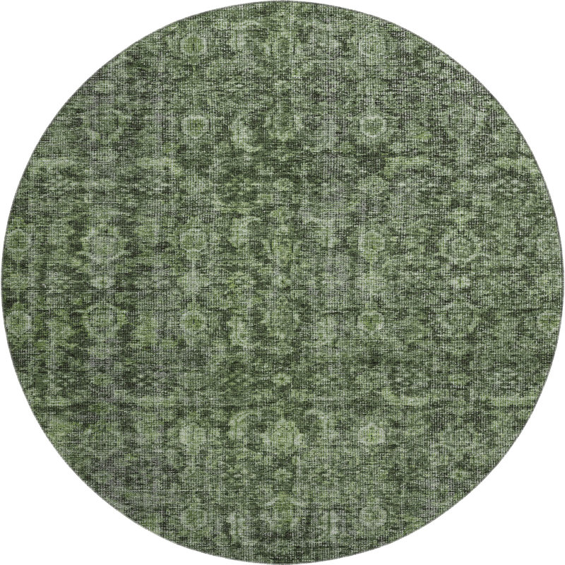 Premium Machine Washable Ducote AMF1145 Damask Rug, Round 8'