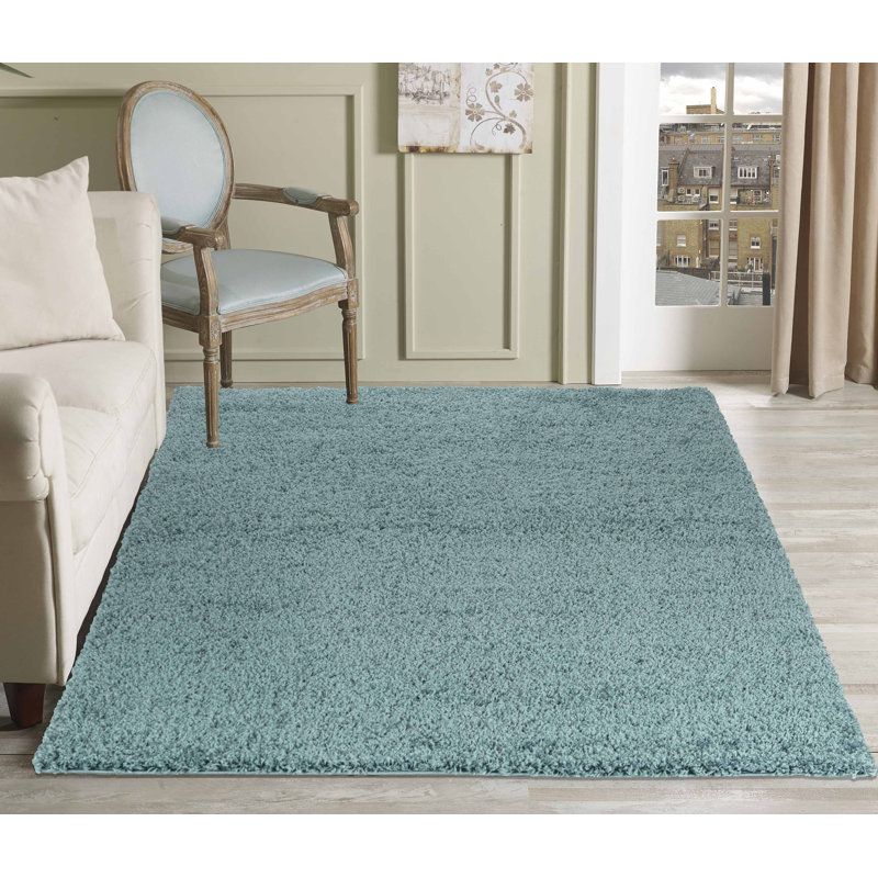 Esterly Shaggy Duck Egg Blue Rug, Rectangle 60 x 110cm