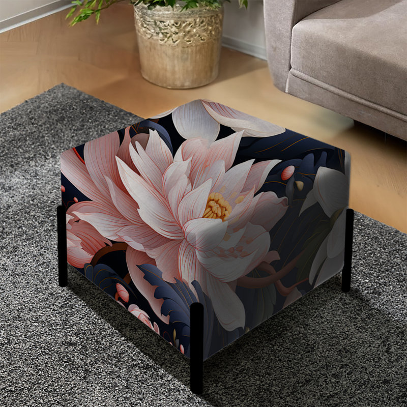 Motif floral serein - repose-pieds carré floral