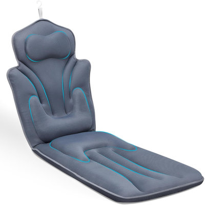 Coussin ergonomique de bain pour le corps entier pour la baignoire, coussin de spa de luxe 5D avec 114 ventouses antidérapantes, coussin de bain très long et épais pour un soutien complet du corps, pour adulte avec sac à linge et crochet