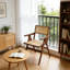 Chaises pliantes en bambou avec dossier en rotin tissé et structure en bambou en caoutchouc | Couleur noyer-124168427