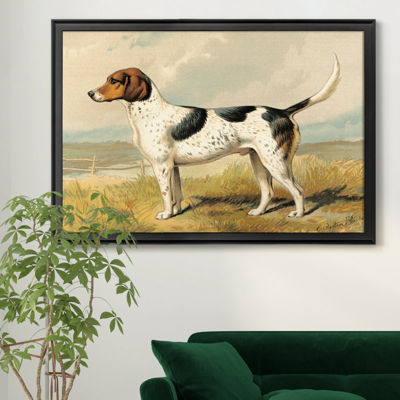 Fox Hound - cadre photo, reproduction d'art sur toile, Noir, H 26,5 po x l 36,5 po x P 1,5 po