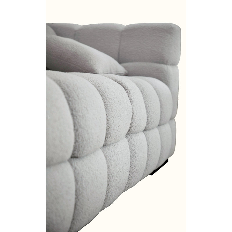 Gibril Upholstered L-Shaped Sectional Reversible, Gray Boucle
