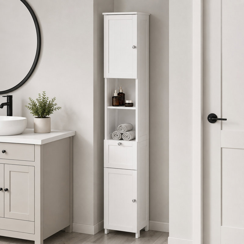 Armoire de salle de bain sur pied l 11,75 po x H 67,25 po x P 9 po Terrence