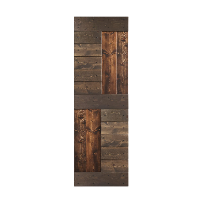 Porte de grange coulissante en bois de pin noueux S Series sans trousse de quincaillerie, 24 po x 84 po
